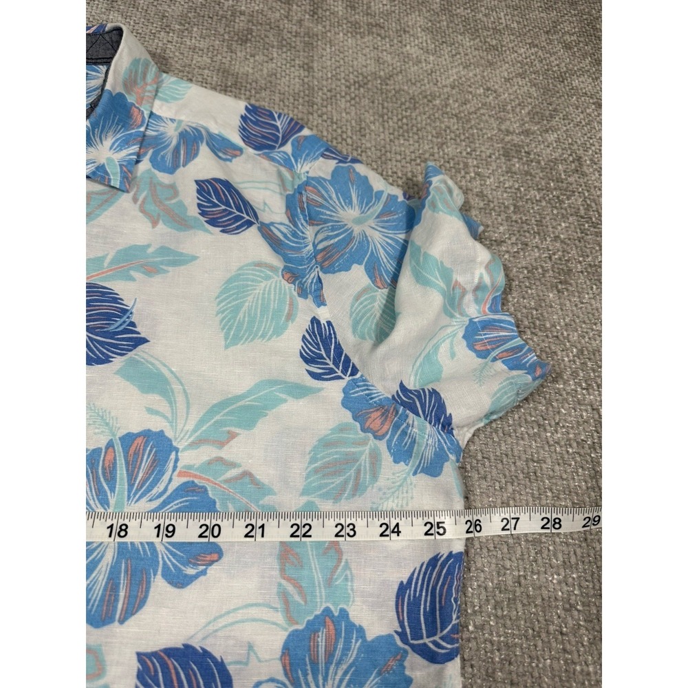 Nautica Shirt Mens XXL Hawaiian Linen Blend Floral Button Up Vacation Summer - Picture 6 of 8